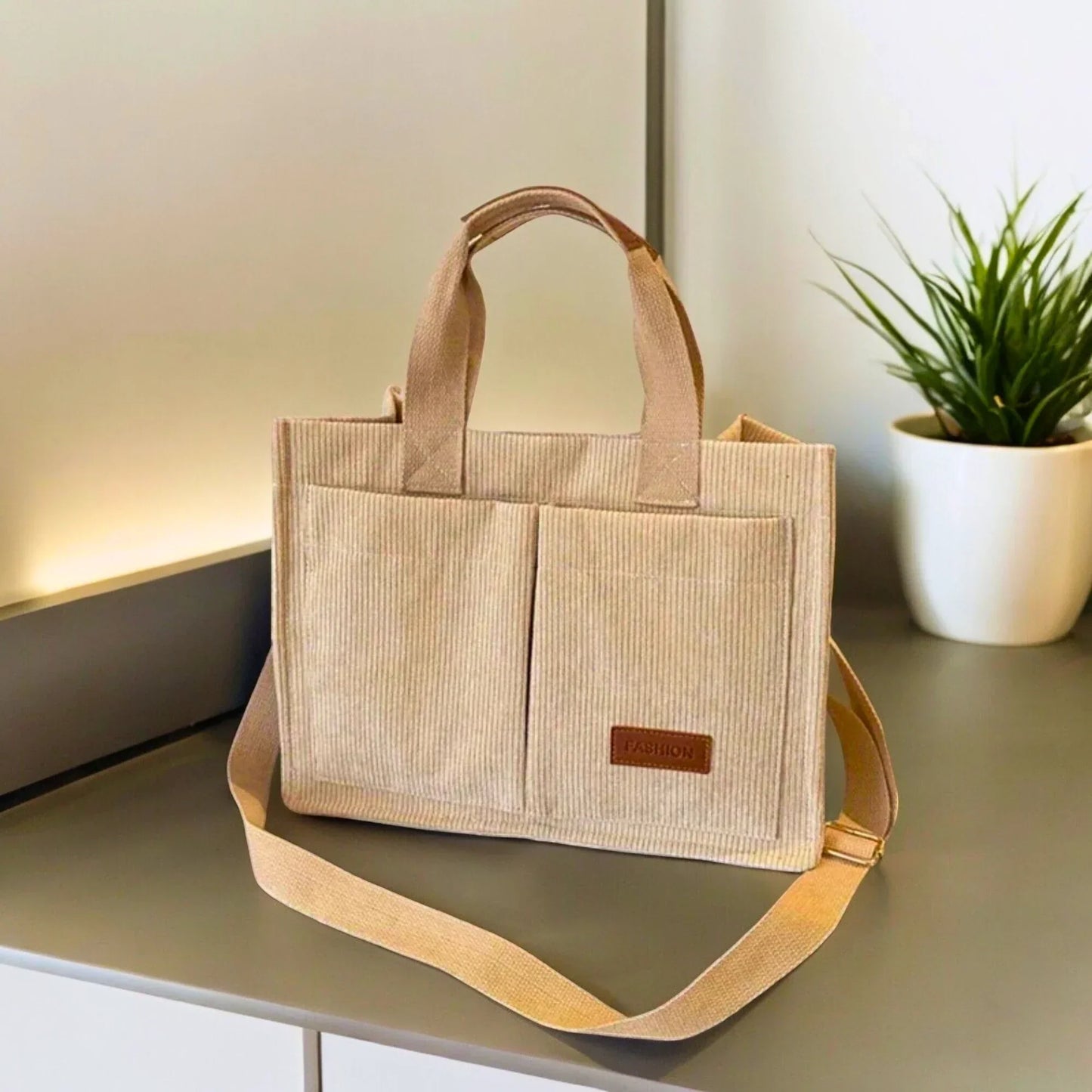 Corduroy Tote Bag (+ Free Travel Bag)