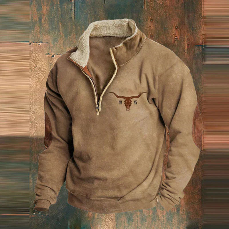 Herren Pullover mit Reißverschluss | Bedruckte Ärmel