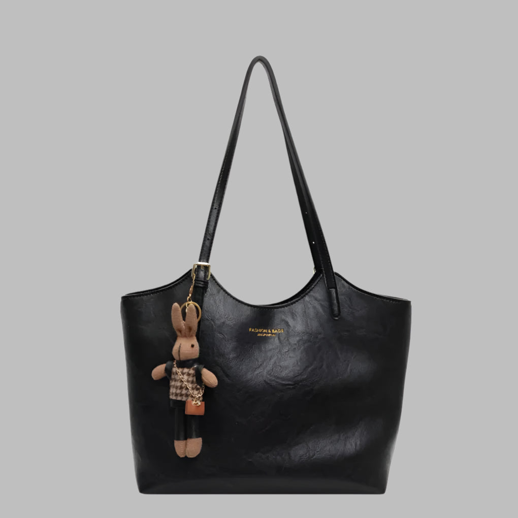 MEELANO Vintage Essence Tote Skuldertaske I Læderlook Til Hverdagsbrug sort