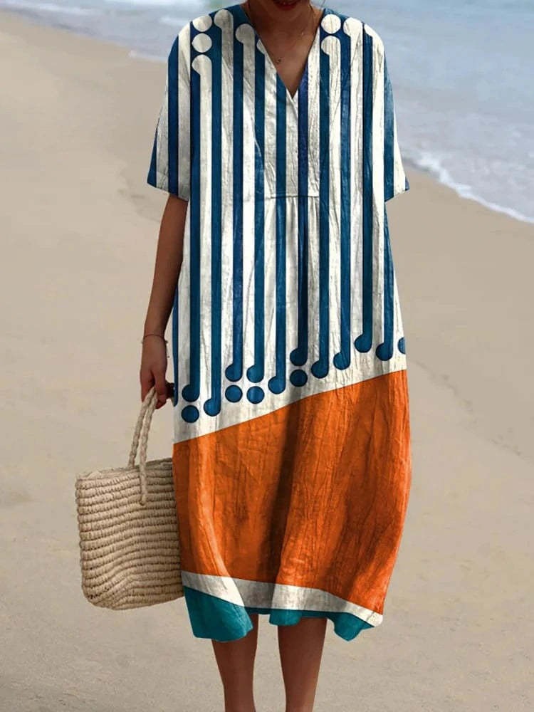 Zara | Linen V-Neck Midi Dress