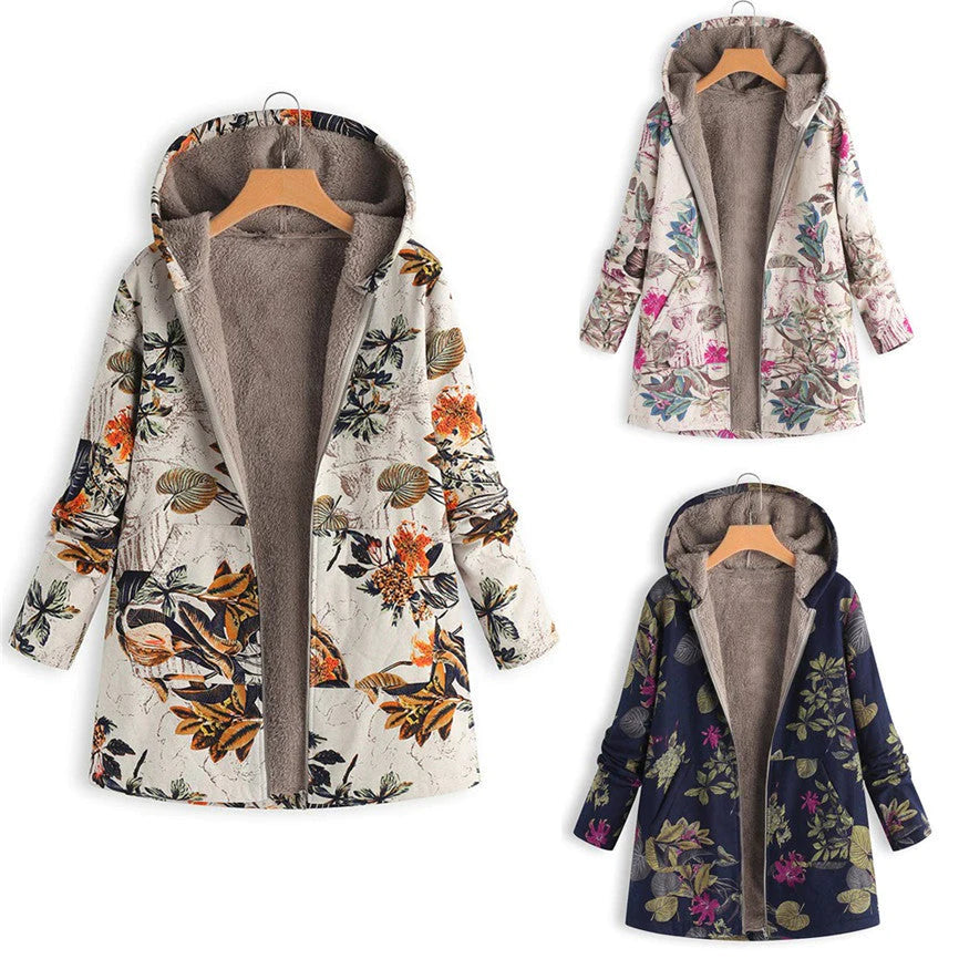 Casey | Women’s Winter Floral Coat with Hood - Image 12