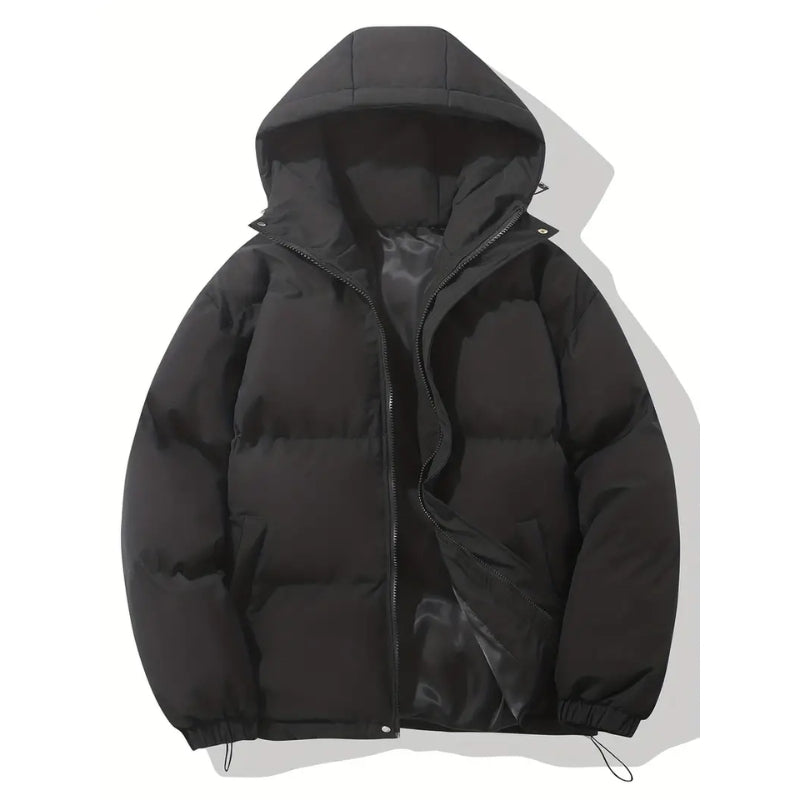 Women's Hooded Puffer Jacket with Zip Closure