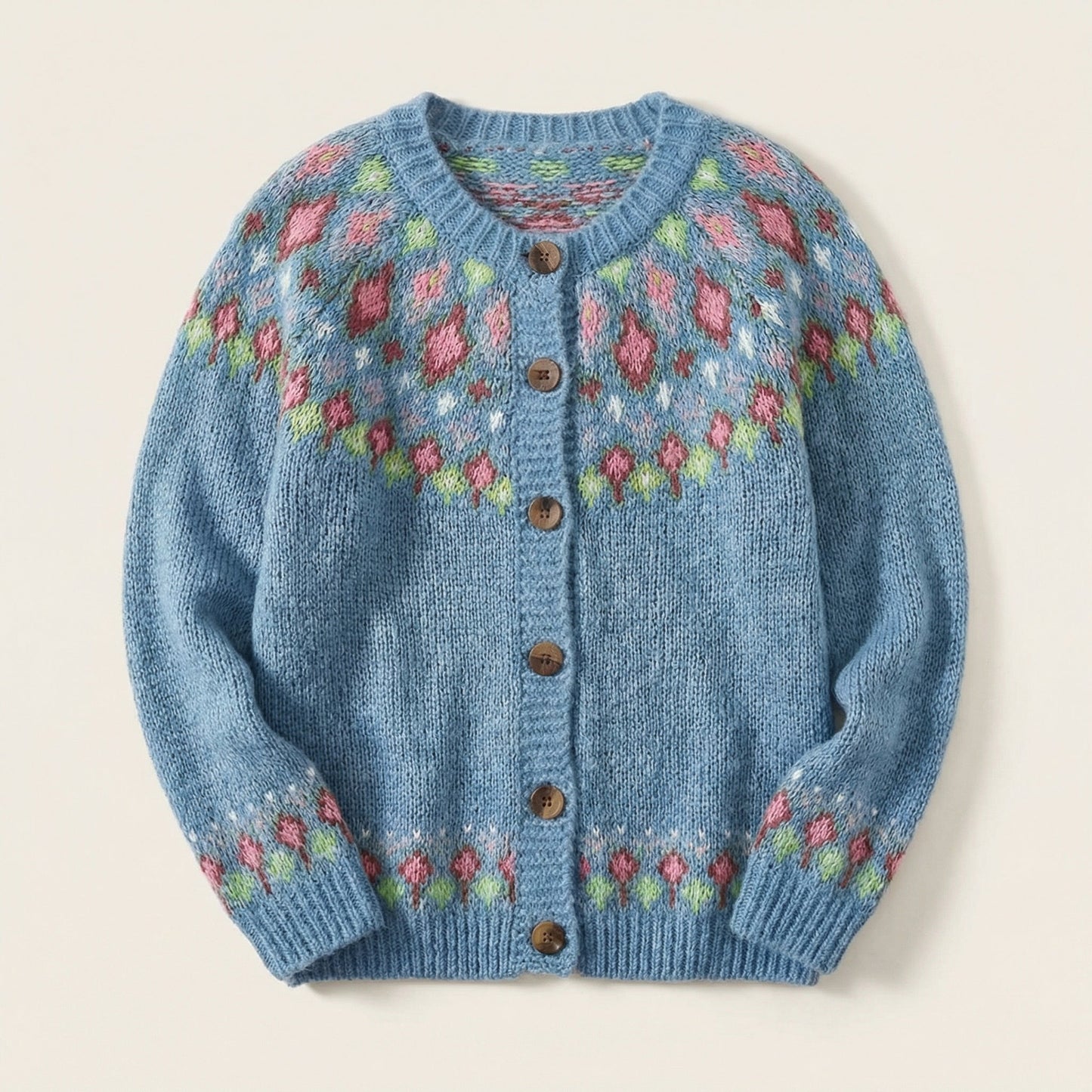 Women’s Knit Cardigan – Button-Front Design with Patterned Detail