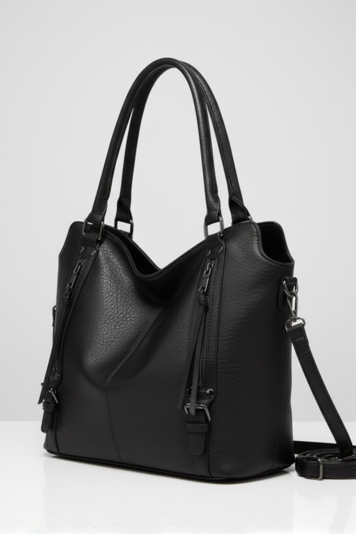 Women's Handbag with Double Handles and Classic Design in Black - View 3.0 | Roselva