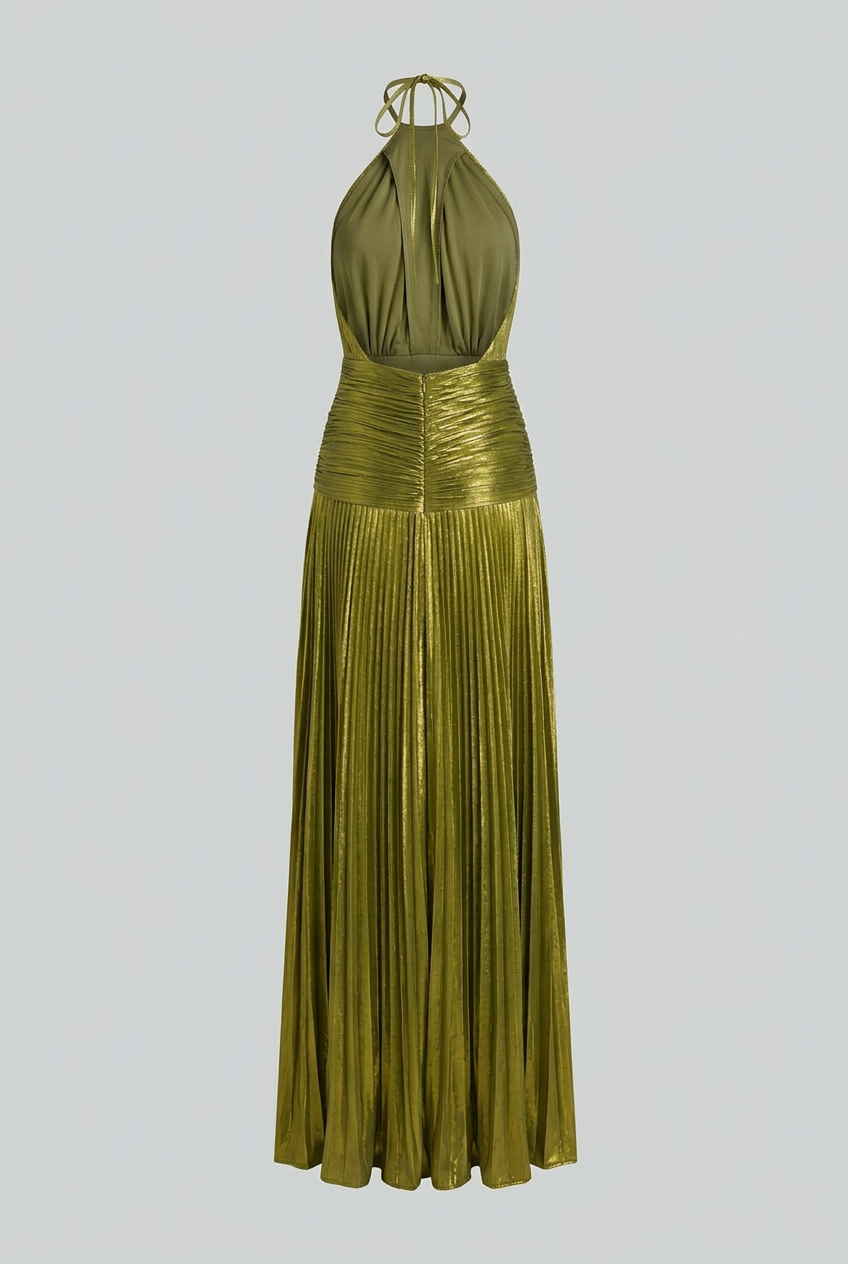 Women's Olive Green Maxi Dress - View 6 | Vanda Liamo