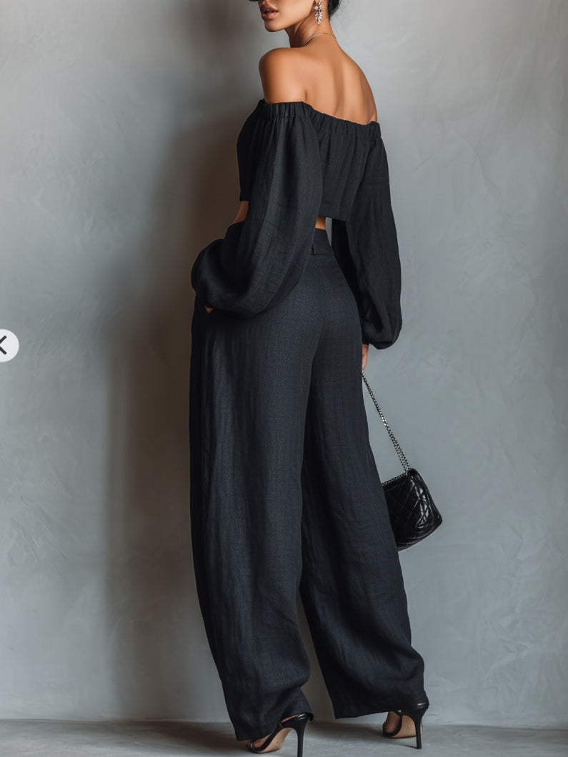 Serena | Off-the-Shoulder Top and Wide-Leg Trousers Set