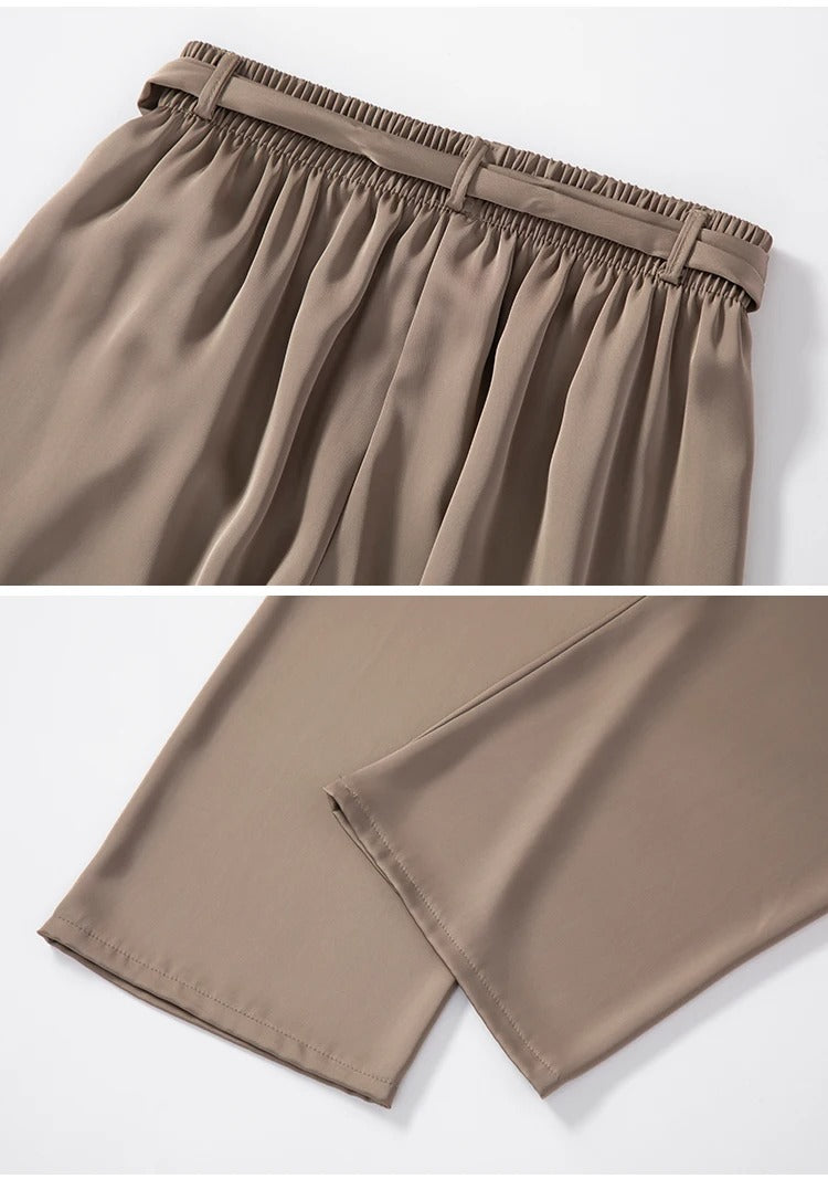 Silksommar® Collection - High-Waist & Loose-Fit Ultra Comfy Ice Silk Satin Trousers