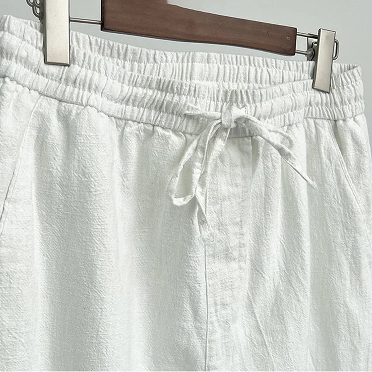 Vintage Elastische Casual Katoen Linnen Broek