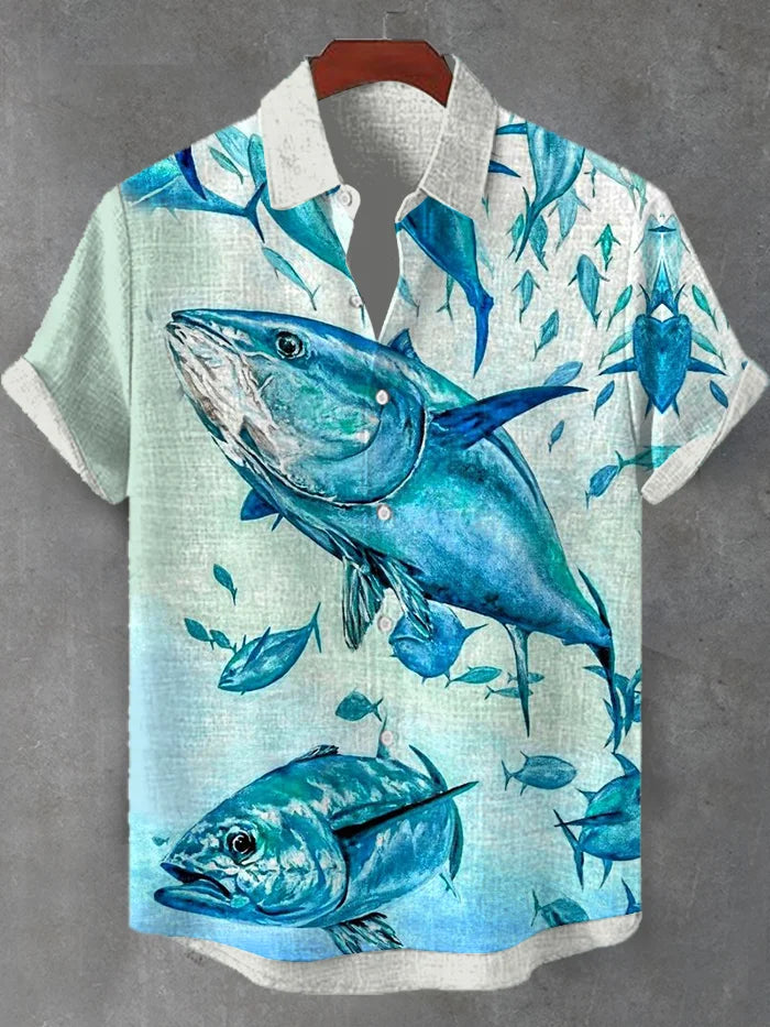 Tonijn Vis Japanse Art Linnen Shirt