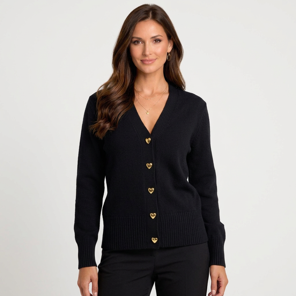 Women’s V-Neck Knit Cardigan – Button Front Cardigan
