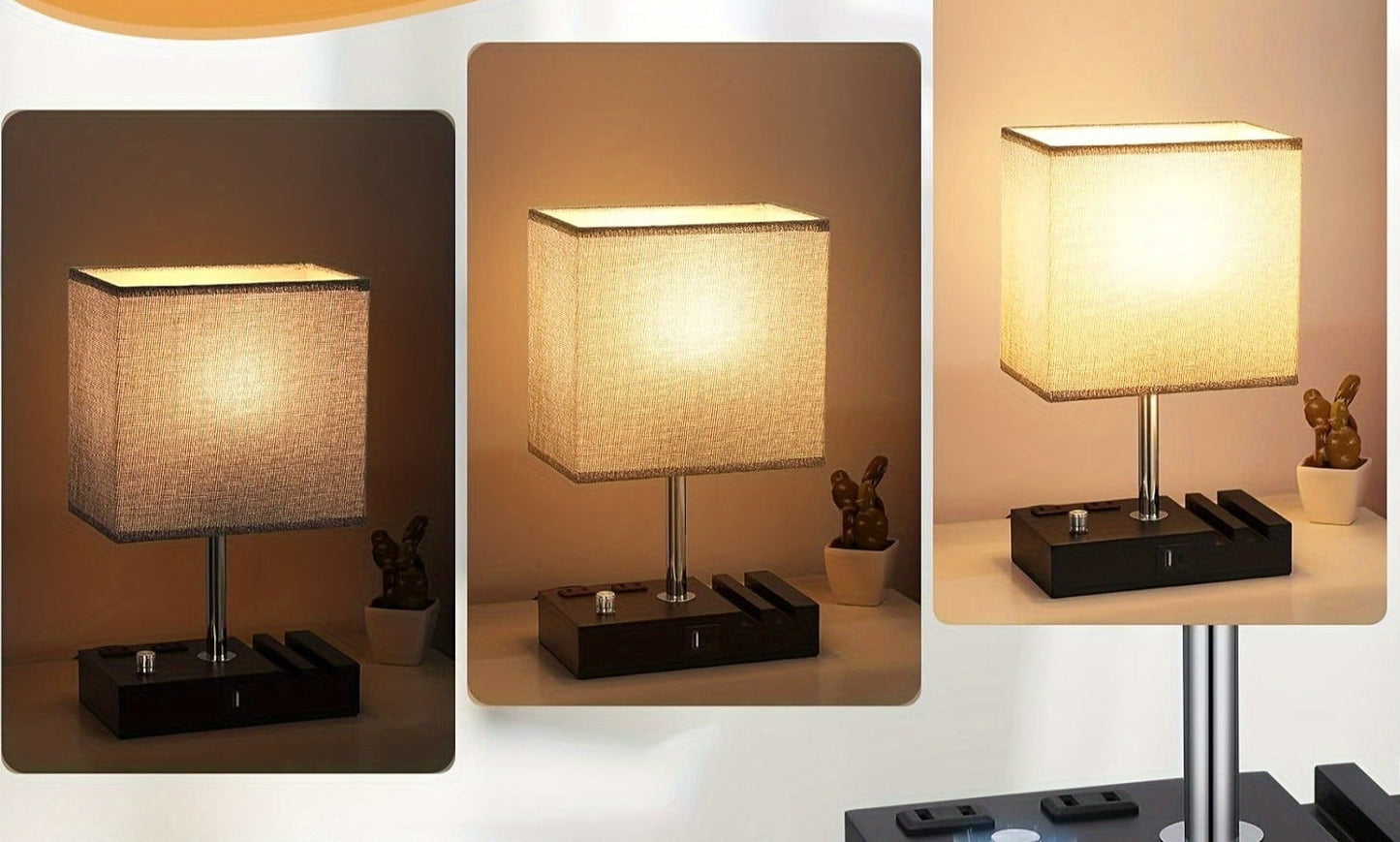 Brooknuo LED Lamp for Nightstands Home Offices with 2 AC Outlets 2 USB Charging Ports