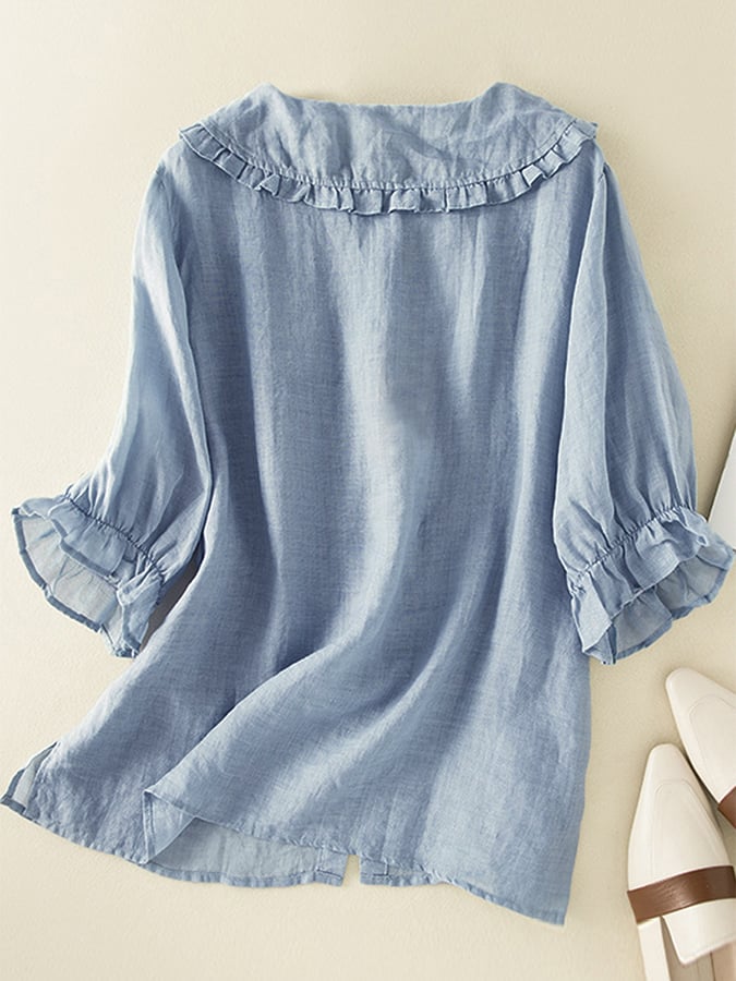 Kayla | Women Loose Fit Ruffle Collar koszula