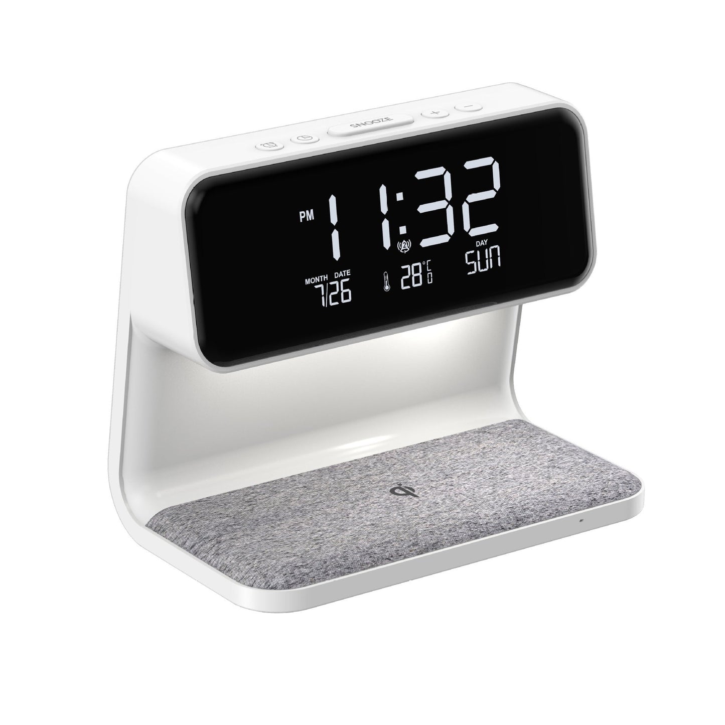 Restfield 3-in-1 Slimme Nachtlamp – Dimbaar, Draadloos Opladen & Wekker