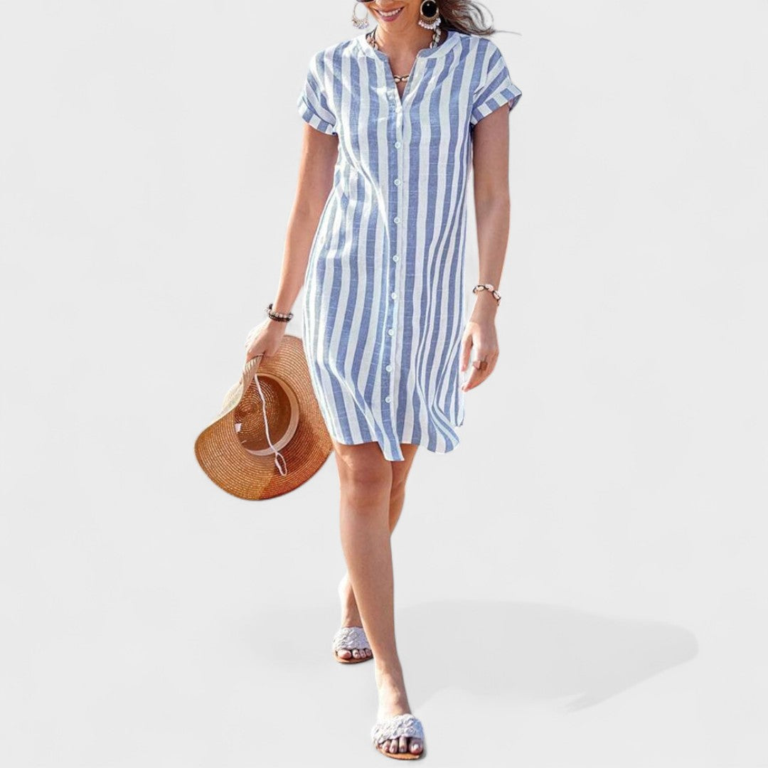Martina - Vestido camisero de rayas elegante