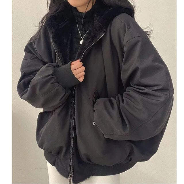 Damen Pufferjacke mit Teddyfell