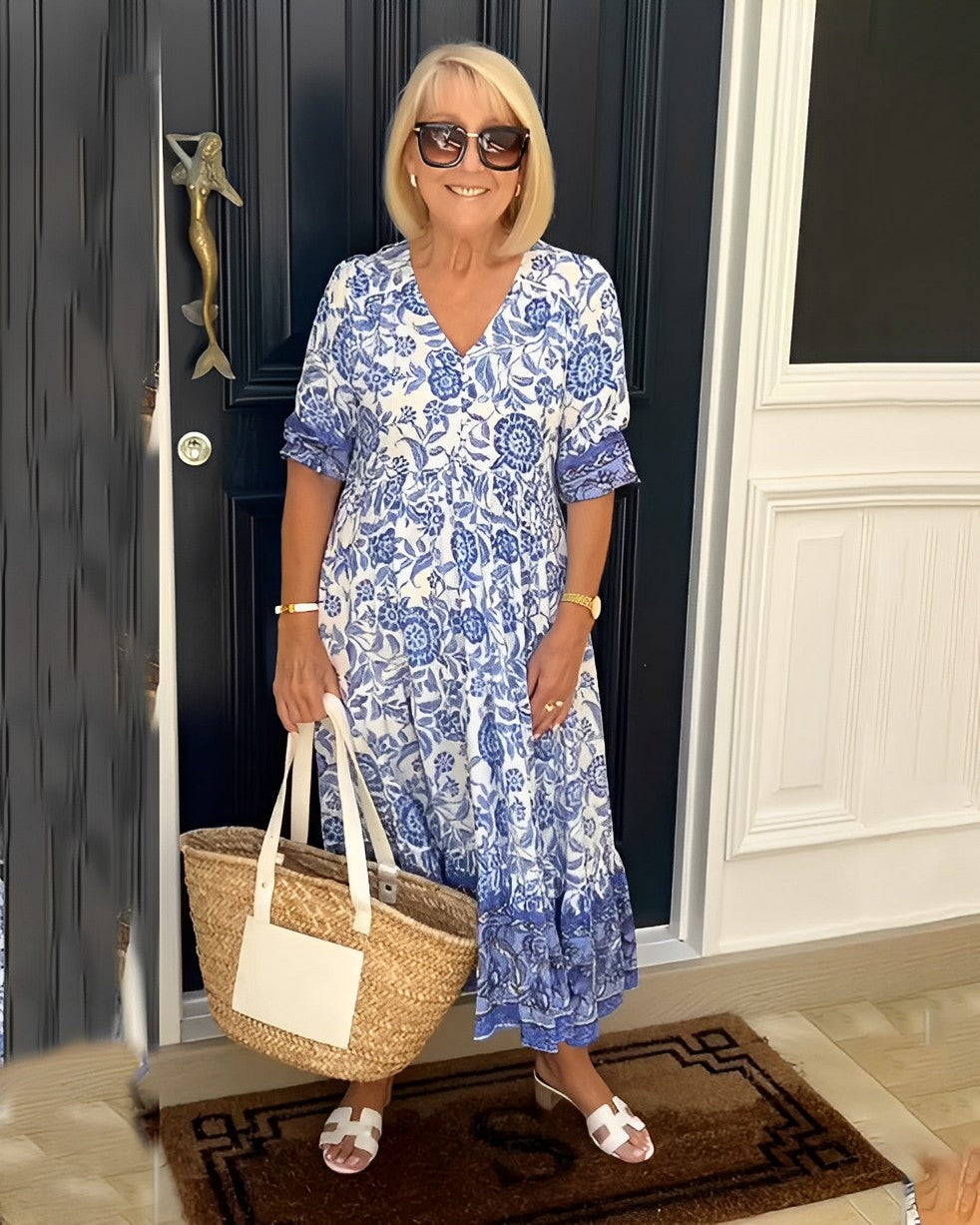 Flora | Graceful V-Neck Floral Dress