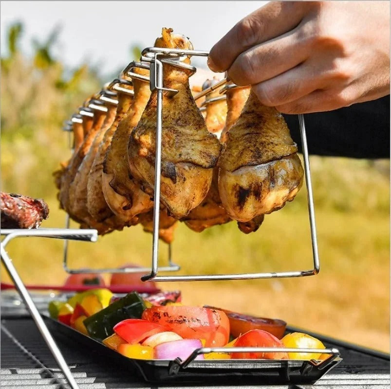 Intelligriller® - Made in the USA: 14 Slot Holder for Grill, Smoker, and Oven - Easy, Efficient, & Fast Chicken Drumstick/Meat Holder