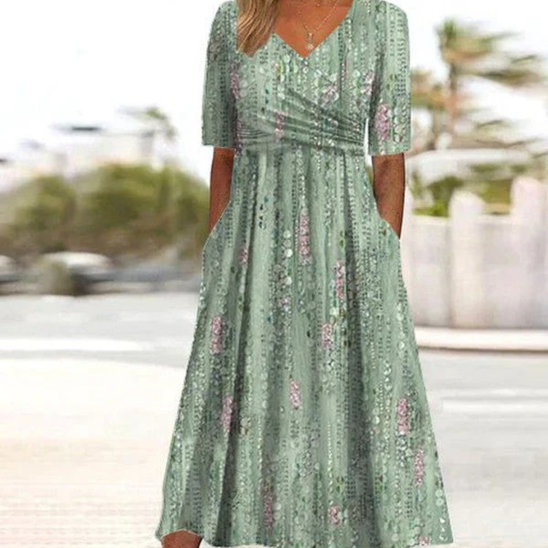 Chloe | Damen Grünes Midikleid Boho