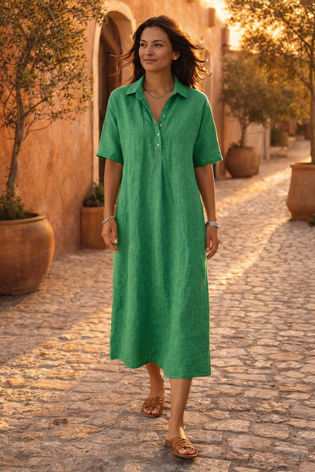 Cinzia Mosca™ Breezy Cotton Linen Polo Dress