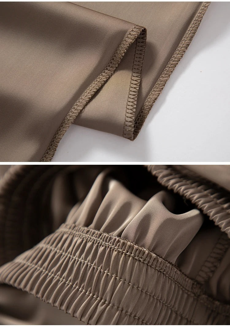 Silksommar® Collection - High-Waist & Loose-Fit Ultra Comfy Ice Silk Satin Trousers
