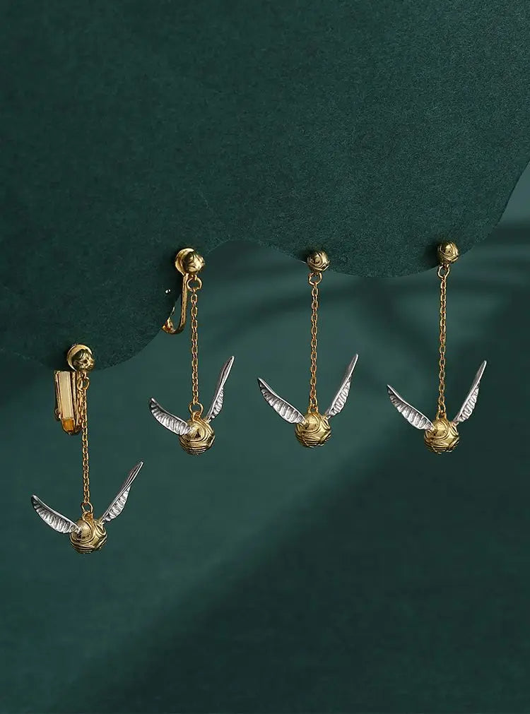 Golden Snitch Earrings - Handcrafted, Polished,  Made with Lightweight Sterling Silver for All-Day Comfort