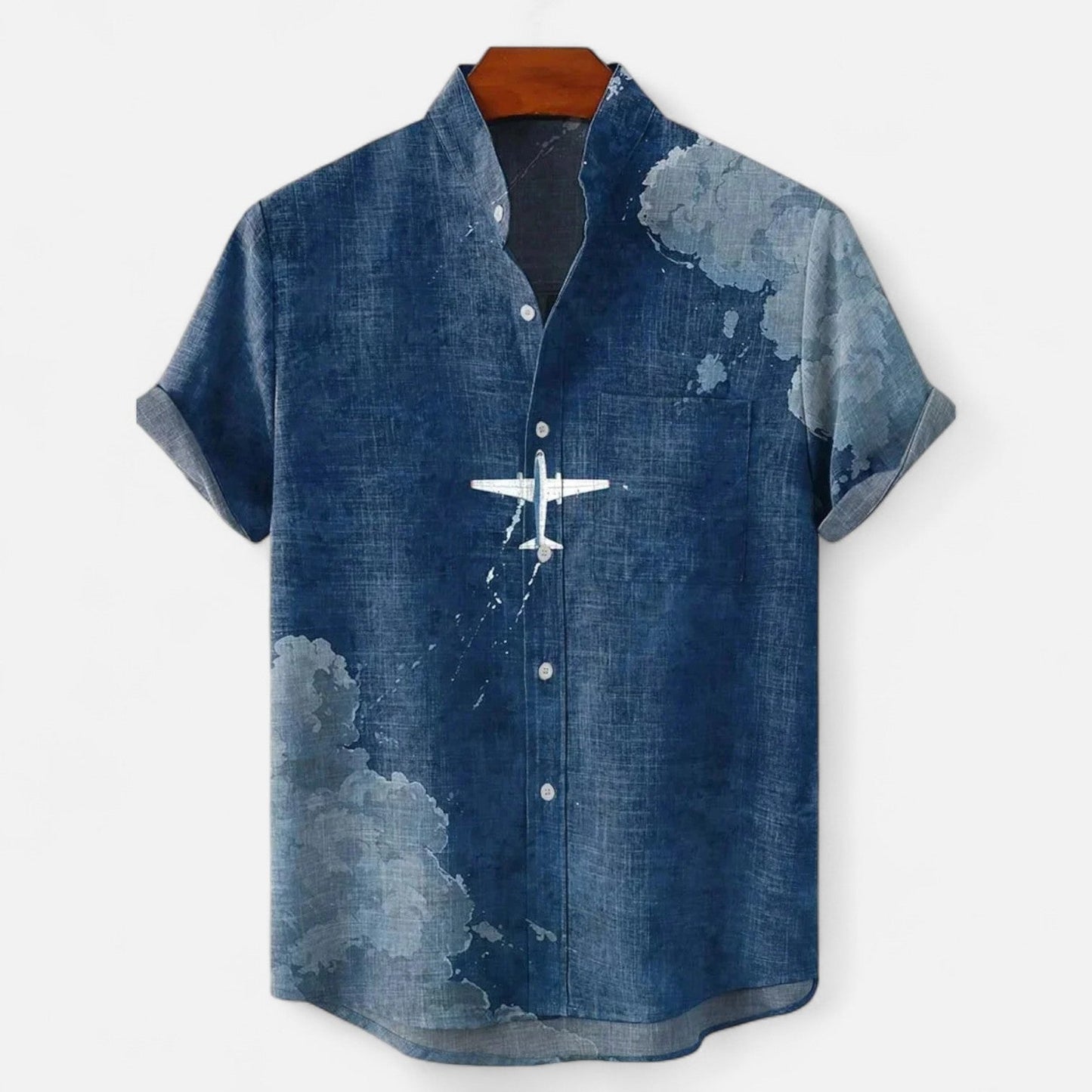 Chemise Homme en Lin à Motif Artistique – Manches Courtes, Style Décontracté et Haut de Gamme