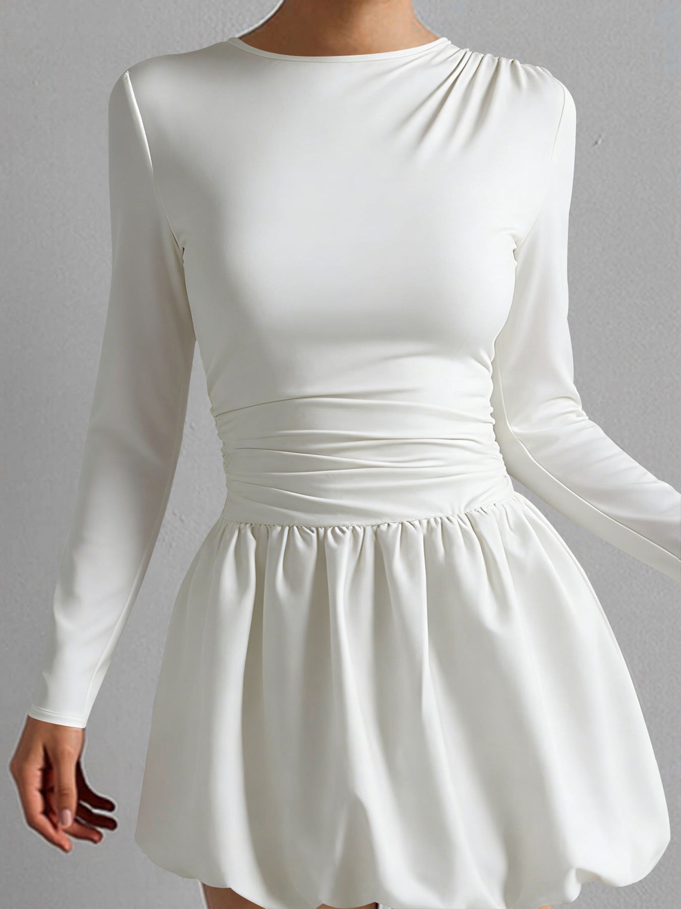 Long Sleeve Mini Dress – Elegant Fitted Waist Dress