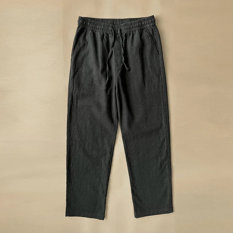 Vintage Elastische Casual Katoen Linnen Broek