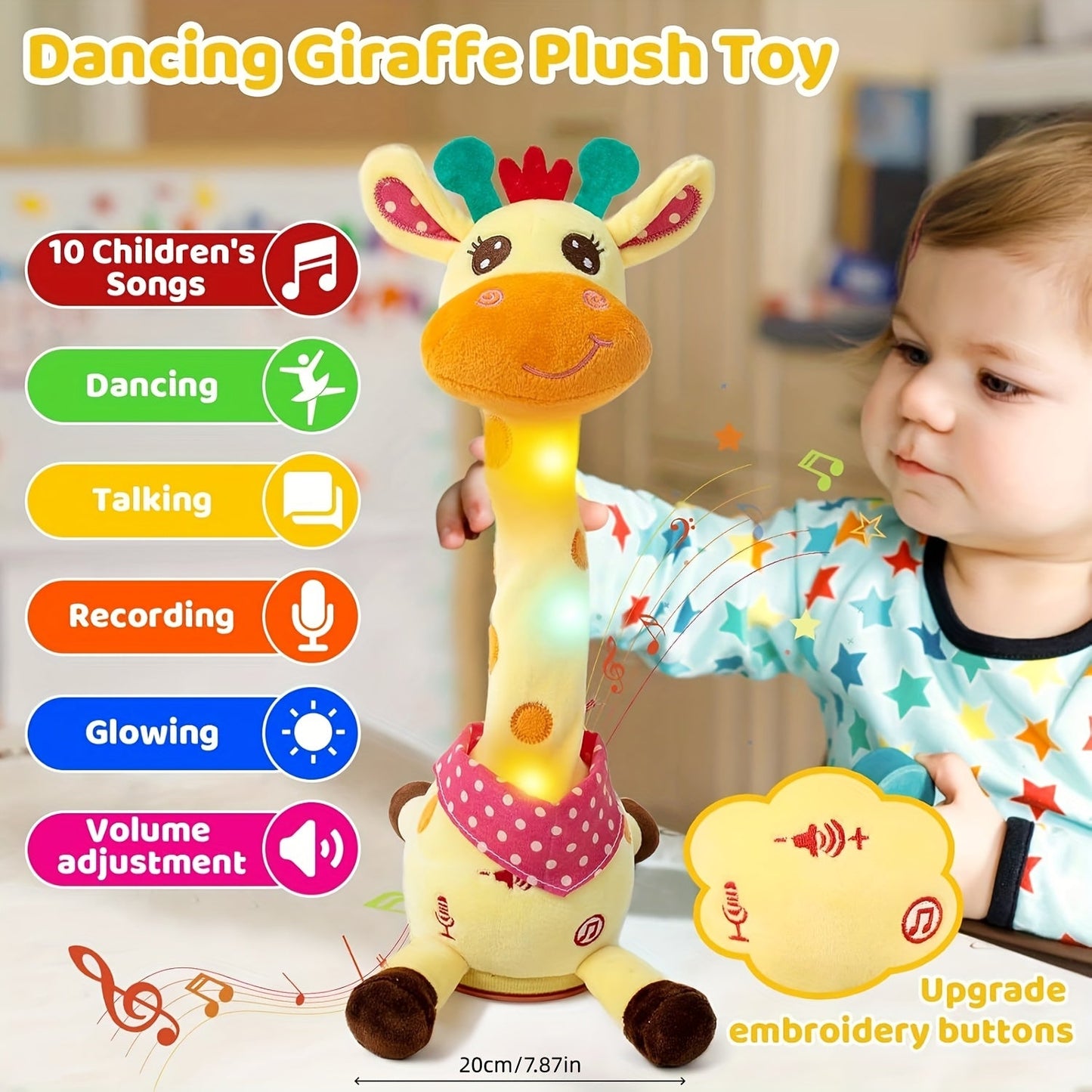Interactive Dancing & Talking Giraffe Toy | Musical Mimicking Plush for Toddlers