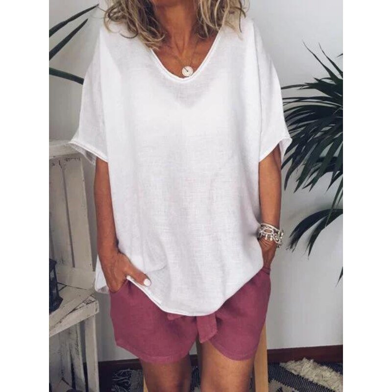 Oversize dam-T-shirt i linne – Elin
