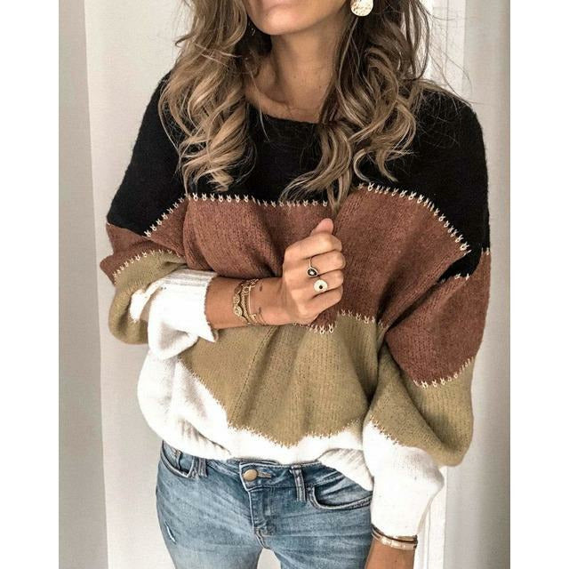 DUVAL PARIS™ | PULL PATCHWORK RAYÉ POUR FEMMES
