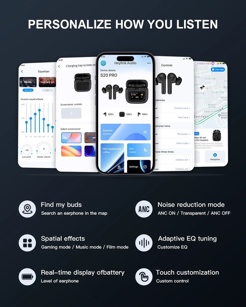 Elitsound One S20 Pro by JesseVance Audio - Touch Based Noise Cancelling  IPX5 Water Resistant TWS Earbuds