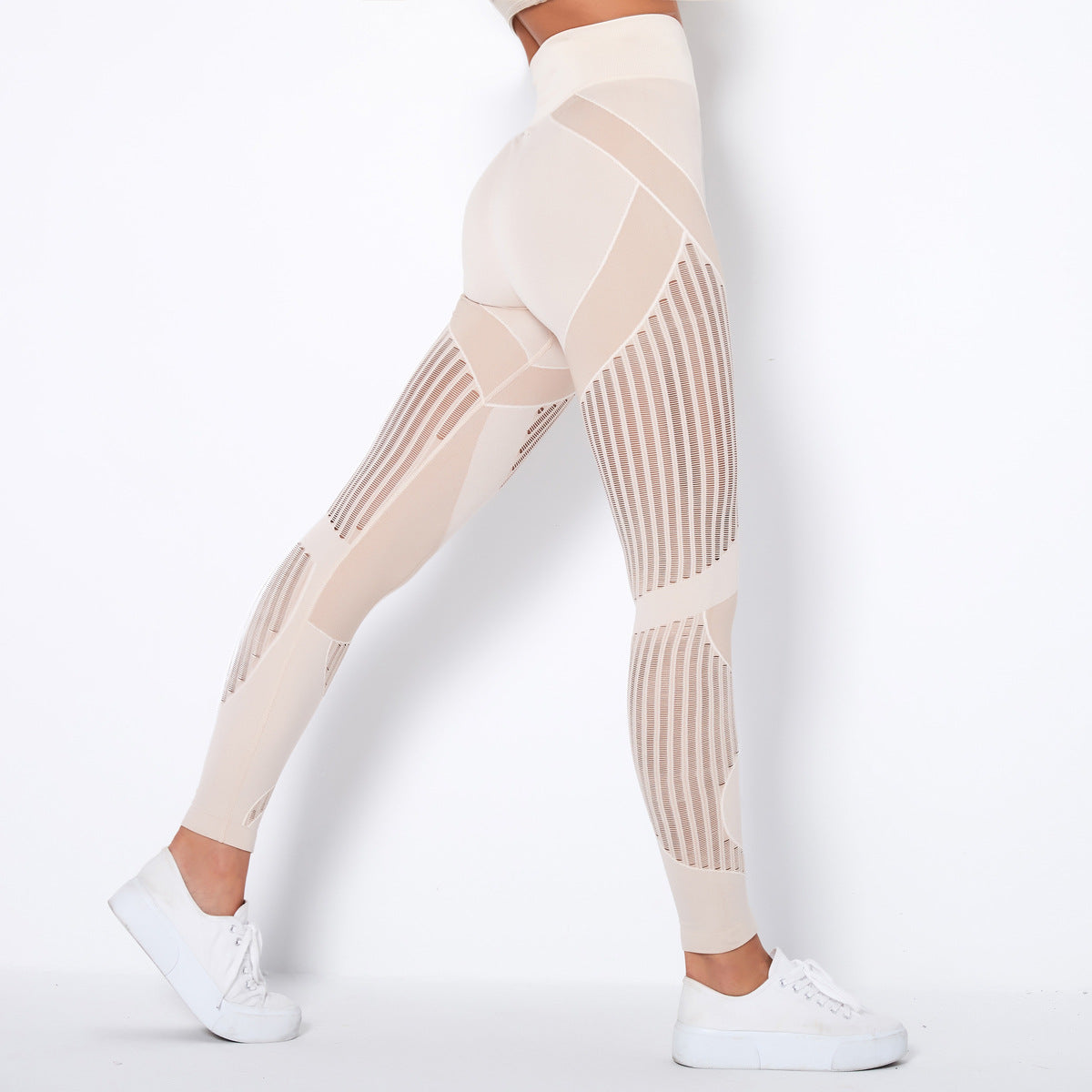 Leggings taille haute femme avec découpes géométriques