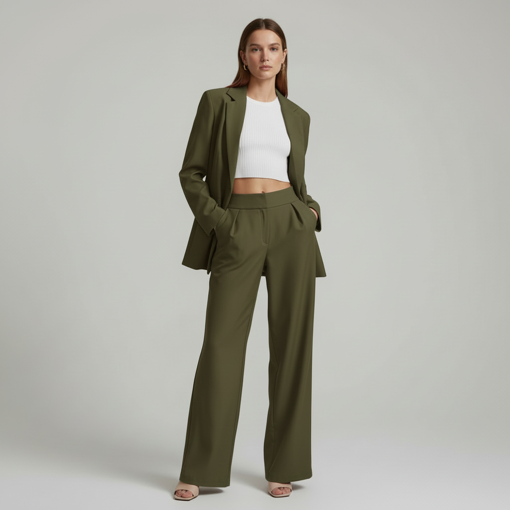Elise – Tweedelig Damespak Met Rechte Broek En Blazer