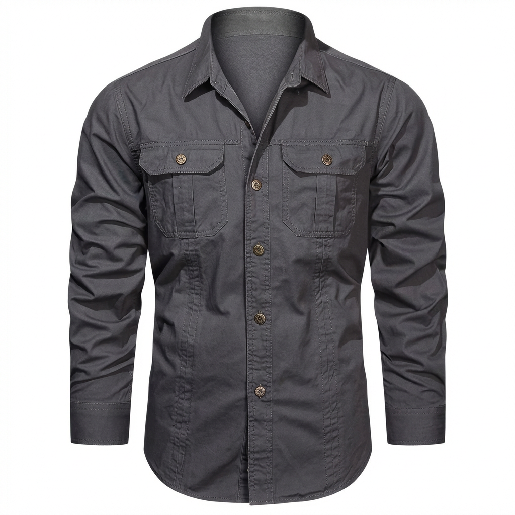 Urban Everyday Long Sleeve Button-Up Shirt — Grey