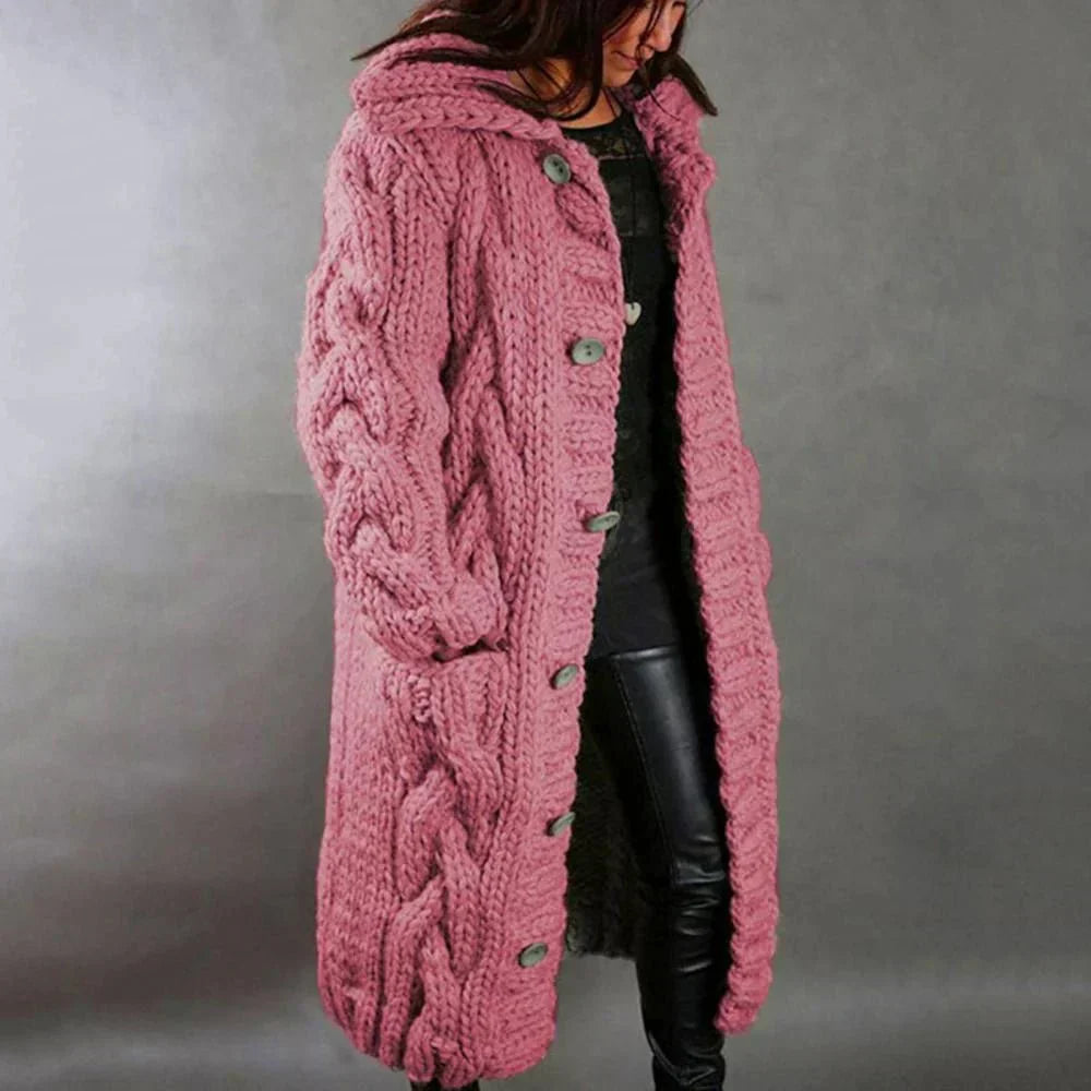 Diana | Women's Oversized Cable Knit Button Cardigan | Lunarafi