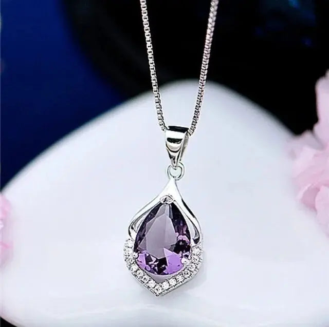 Elegante Ketting met Paarse Kristal