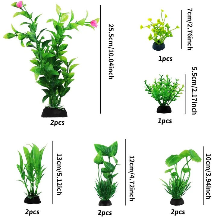Aquarium Décor: Set of 10 Realistic Artificial Plants