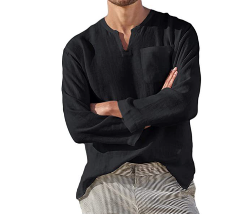 Men’s Casual Linen Long-Sleeve Shirt