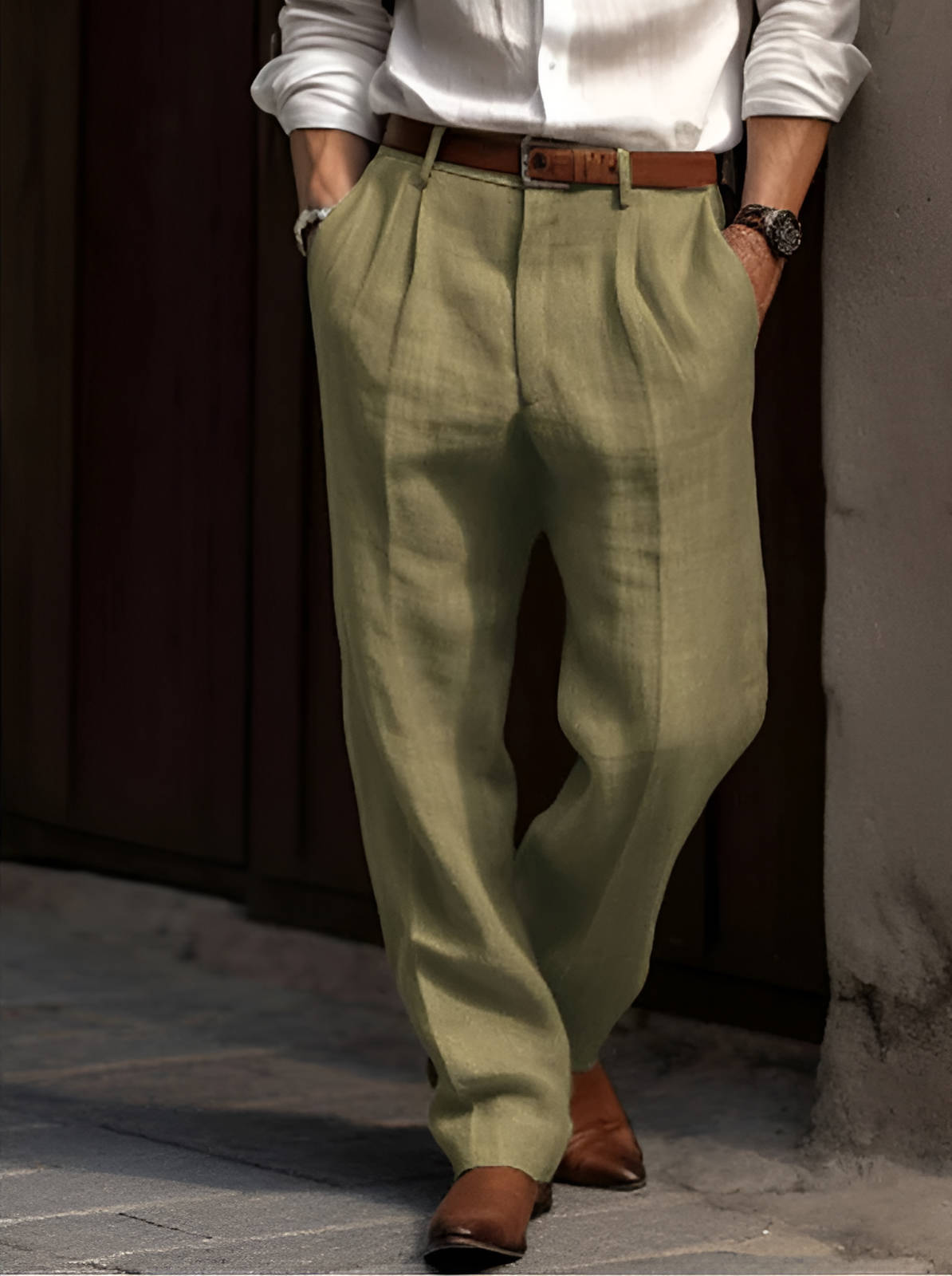 Robert | Classic Pleated Linen Pants
