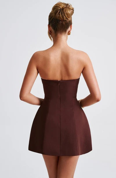 Sandra - Strapless Structured Corset Mini Dress with Pockets