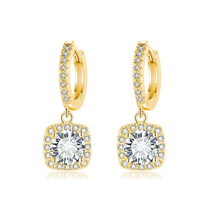 Divifa Square Halo Earrings in Gold-Plated stainless steel