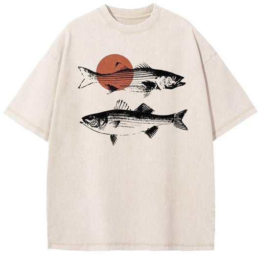 DEAN - Vis T-shirt met kunstprint