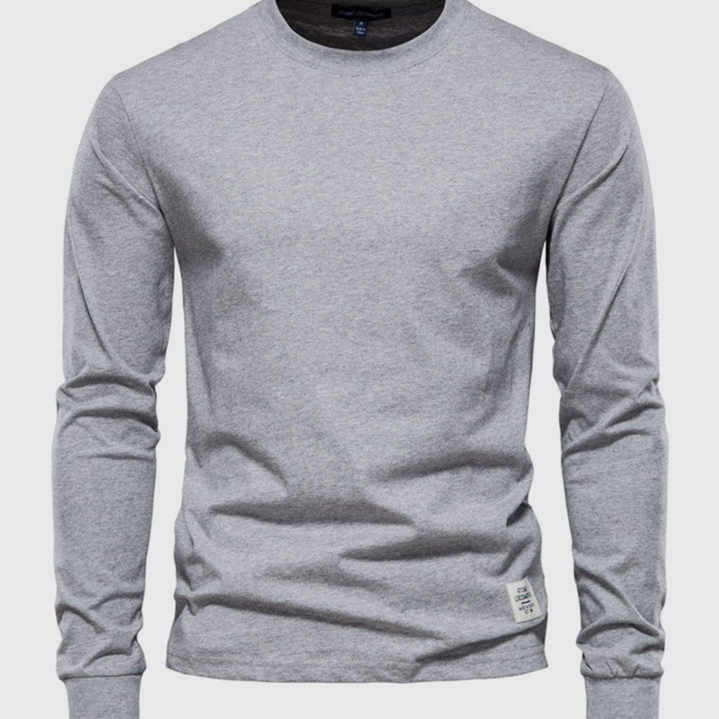 Men’s Long Sleeve Cotton Crew Neck Casual Top