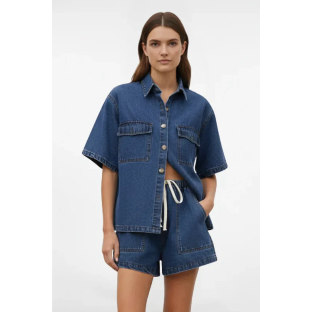 Jule | Damen Zweiteiler Mit Shorts Kurzarm Für Sommer