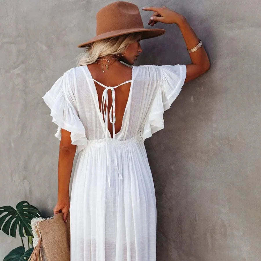 Maxi Witte Strandjurk