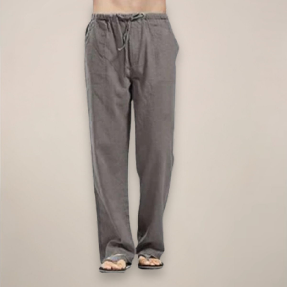 Image of Men's Drawstring Wide Leg Casual Pants