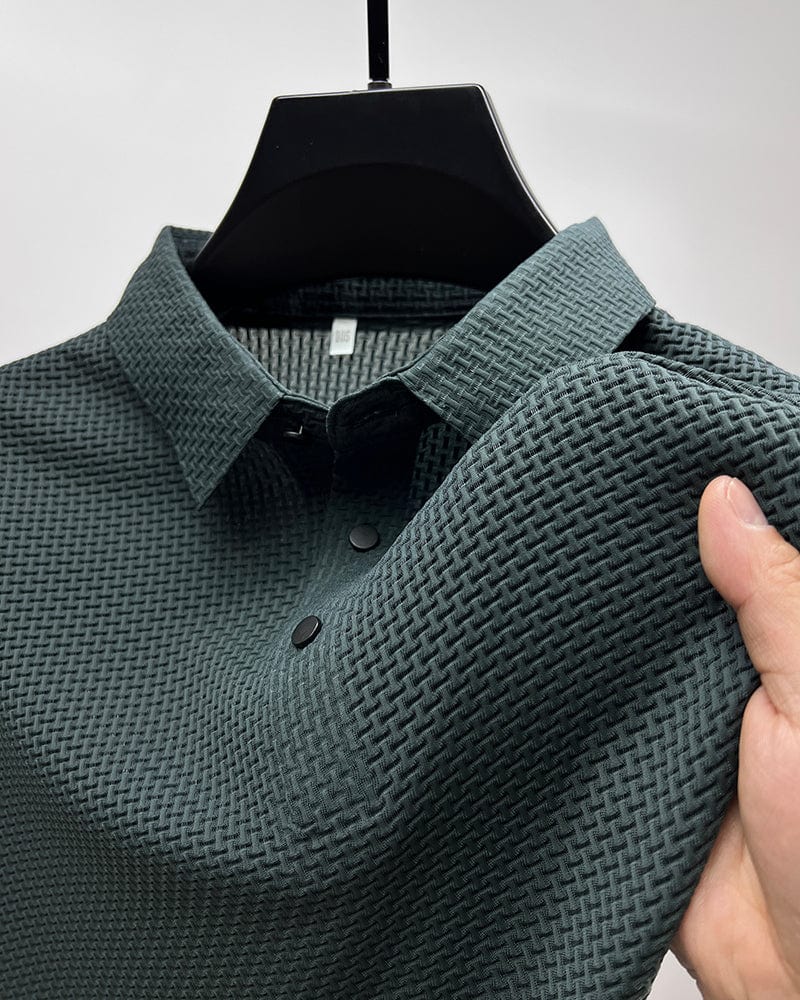 Jason | Men's Textured Short Sleeve Button Polo Shirt