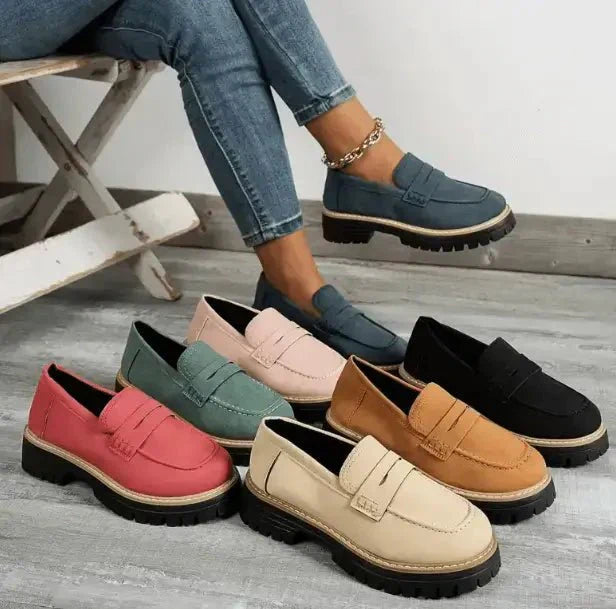 Women’s Chunky Loafers | Beige| Plush Slip-On Comfort Fit