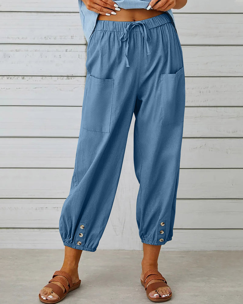 Women’s High Waisted Loose Trousers Comfortable Relaxed Fit Breathable Everyday Casual Versatile Pants